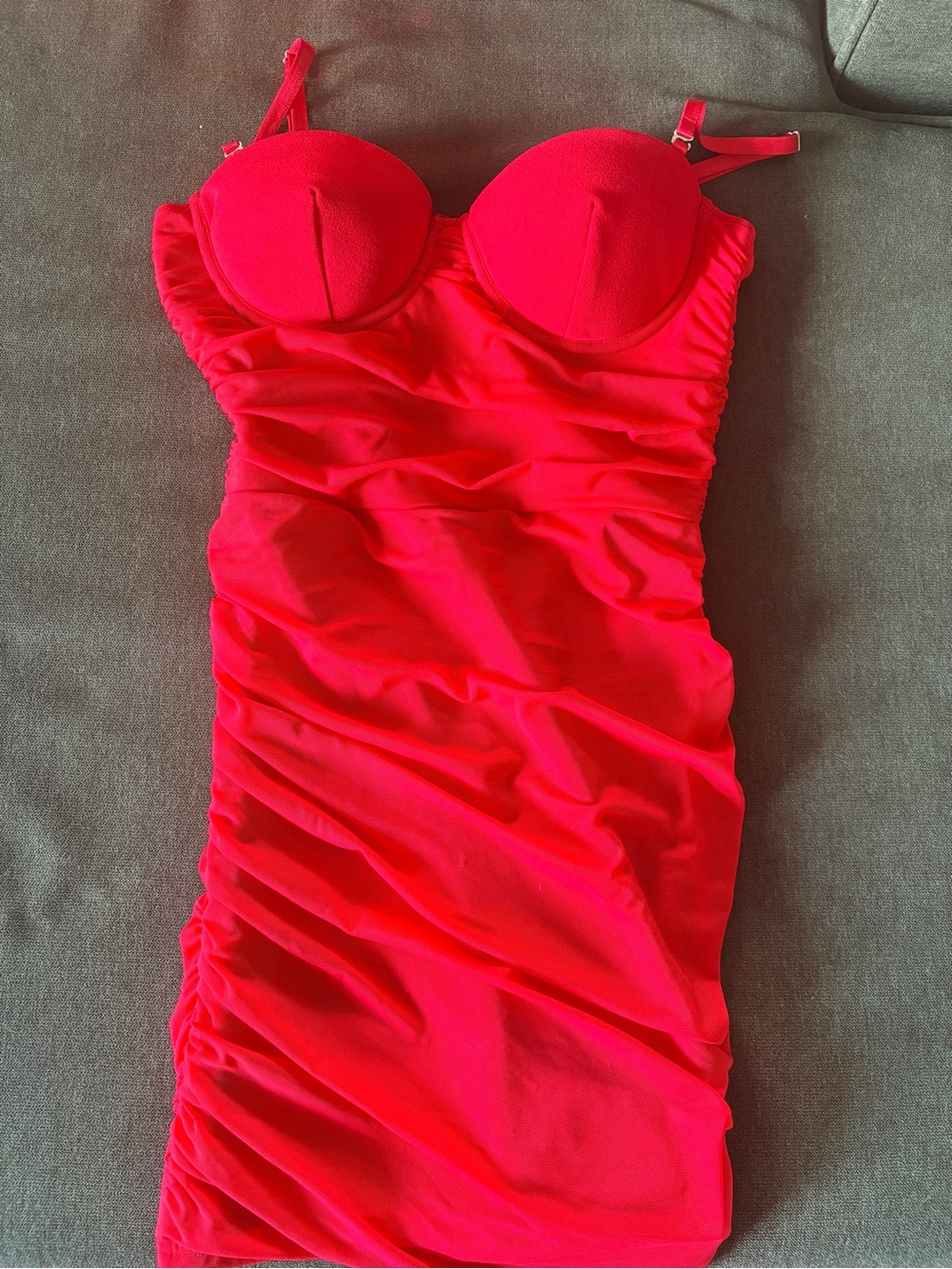 Windsor small Red Ruched Strapless Bodycon Dress